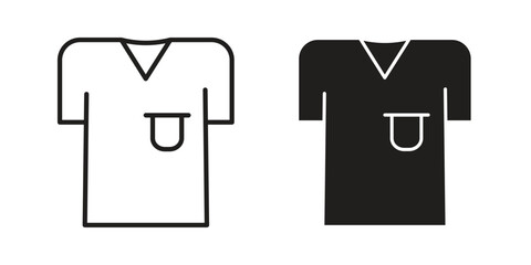 Naklejka premium Tshirt icon in a simple, black and white style.
