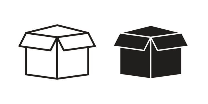 Unpacking icon in a simple, black and white style.