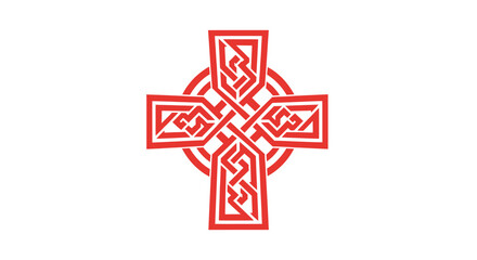 Obraz premium Red Celtic Cross Knot Abstract Design - Ancient Symbolism