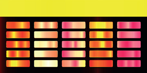 Metallic gradient foil background. most popular gradient. Gold, Pink gold, Silver and Holographic metal vector template © Dul