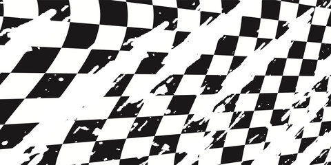 Obraz premium Racing flag grunge design of vector car racing sports, car rally and motocross. eps10