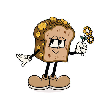 Retro Banana Bread Character Mascot Design