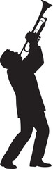 Trumpet player silhouette vector illustration, musician performing, line art instrument player © MDRAYHAN