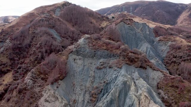 Ganzi Badlands Aerial View - Eroded Mountains and Gullies, Sichuan