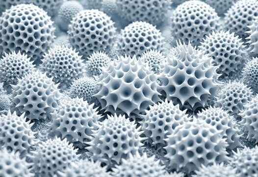 Macro 3D render of seamless radiolarian ooze micro-skeletons, abstract microscopic biology texture