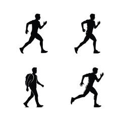 Fototapeta premium Silhouettes of people running and walking