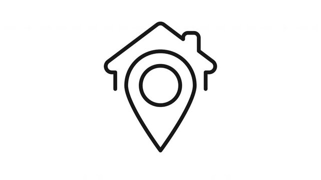 house location line icon sign animation mobile app web design video footage