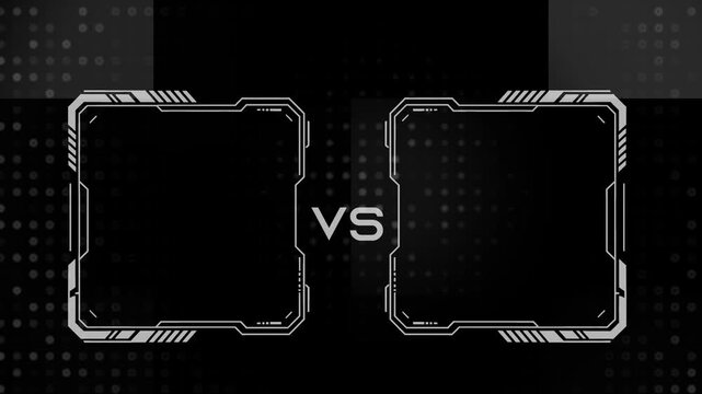 Dark futuristic VS screen interface animation in 4K digital gaming comparison layout.