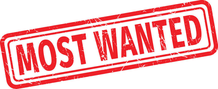 MOST WANTED red rubber stamp text