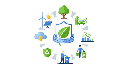 Comprehensive Environmental Protection and Sustainability Cycle: Renewable Energy, Electric Vehicles, Recycling, and Waste Management