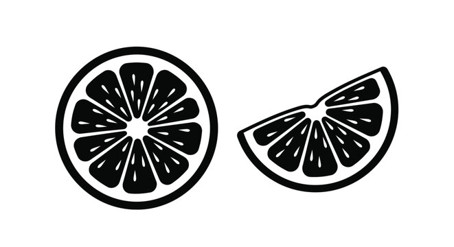 Sliced citrus fruit a whole piece and a wedge a bold silhouette