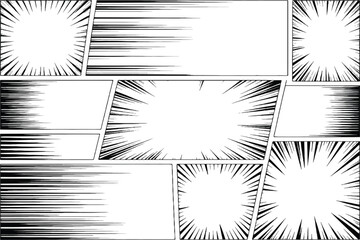 Manga Speed Lines and Action Effect Collection - Comic Book Radial and Horizontal Motion Lines for Dynamic Graphic Design © Nazmul