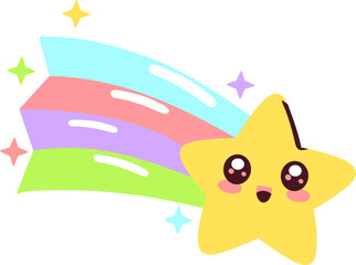 Obraz premium Cute Star With Rainbow Trail