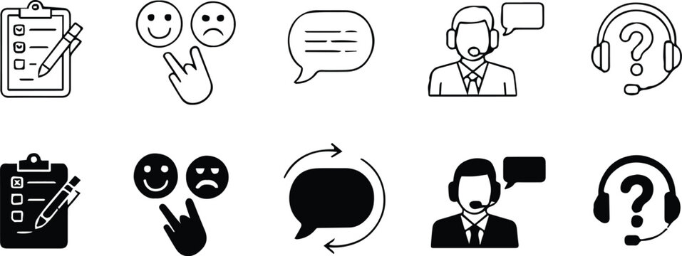 support glyph collection customer service feedback and survey symbols