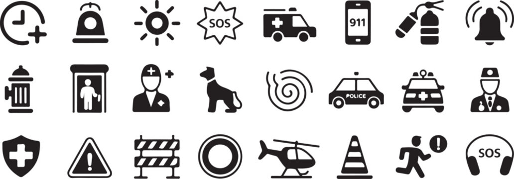 emergency vector icons emergency response medical and rescue set