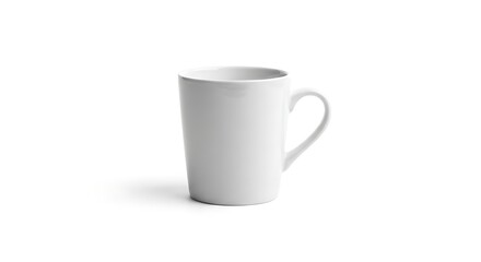 Fototapeta premium White ceramic coffee mug on a plain white background.
