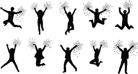 Black silhouette of a male pianist playing a grand piano with musical notes flowing isolated on white background, vector illustration for classical music concert and jazz performance design assets. © Md Baccu