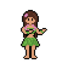 Obraz premium hawaiian dancer woman pixel art