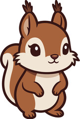 Fototapeta premium Cute cartoon squirrel, brown and white illustration, vector graphic, animal character design