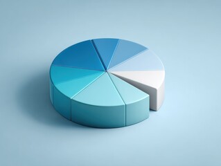 Obraz premium pie chart business object isolated on a light blue background