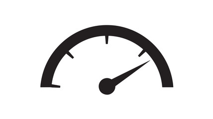 Speedometer dial icon with needle pointing right, indicating speed or progress, simple black graphic symbol. © Davids