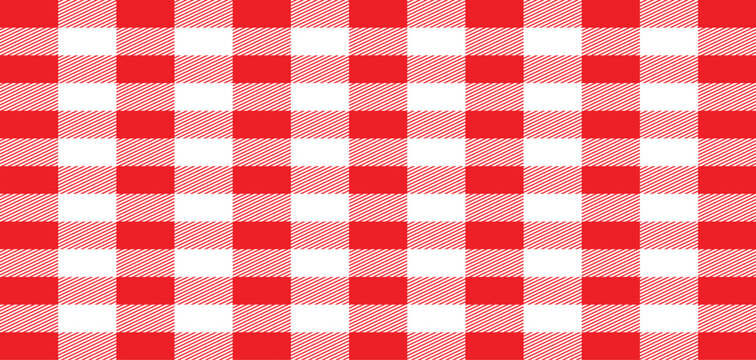 Seamless hand painted red gingham check pattern with soft watercolor texture. Warm cheerful plaid background ideal for fabric, wallpaper, packaging. Red and White Gingham Pattern &ndash; Seamless Checkered 