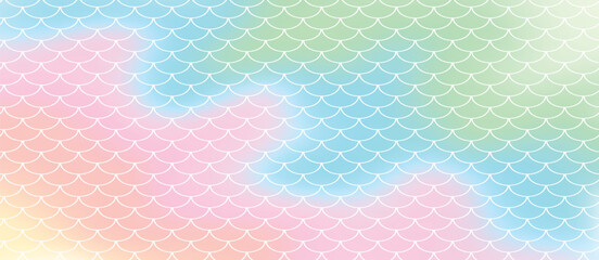 Purple turquoise magic gradient vector background. Mermaid holographic background in fantasy style with scales. Unicorn pink gradient texture, vector illustration. © azlan