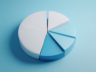 Obraz premium pie chart business object isolated on a light blue background