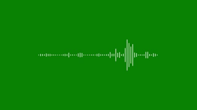 Music sound wave visualizer animation, audio waveform spectrum isolated on green screen background, podcast audio frequency line meter, equalizer rhythm bars overlay, sound recording effect 4k