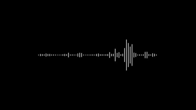 Sound spectrum waveform animation, audio visualizer lines on black background, music equalizer rhythm bars frequency meter, podcast voice recording soundwave effect 4k