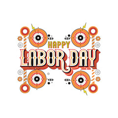 Obraz premium Decorative Labor Day Typography with Symmetrical Gear Wheels Design