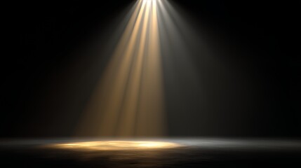 Obraz premium Dark Executive Corporate Presentation Background With Dramatic Spotlight Beam And Stage Lighting On Minimal Floor For Professional Business Slides Company Reports And Premium PowerPoint Presentation