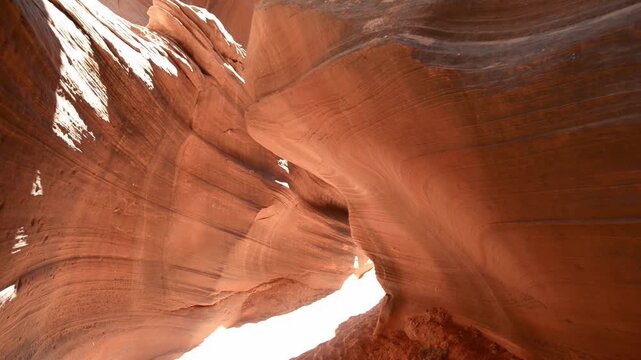 Antelope Canyon light beams illuminating sandstone walls in Arizona USA
