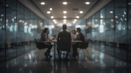 Fototapeta premium Business executives meeting in modern glass office boardroom