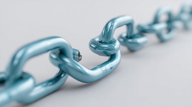 Supply Chain Disruption Represented by Broken Link in Connected Digital Nodes, Showcasing Minor Break in Chain Formation With Ample Space
