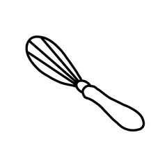 Fototapeta premium egg whisk cooking kitchen organic line hand drawn black and white silhouette outline 