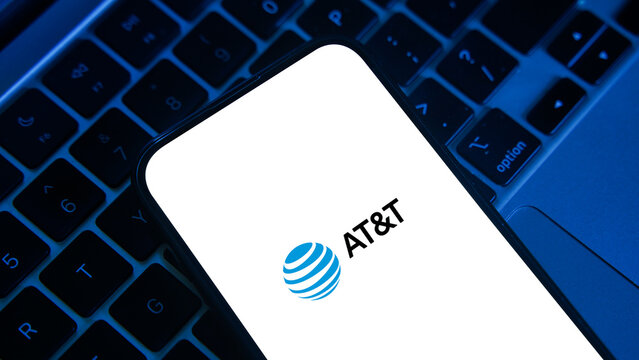 AT&T logo displayed on a smartphone screen &ndash; Delhi, India &ndash; June 04, 2025