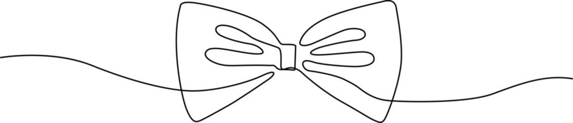 Illustration of minimalist one line drawing of a bow tie