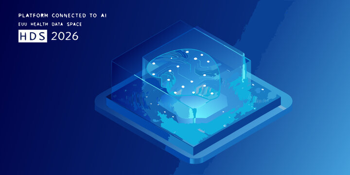 Abstract representation of a futuristic health data space and ai platform