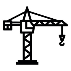 Black and white flat of a construction crane flat black and white hook boom tower © VARIOUS