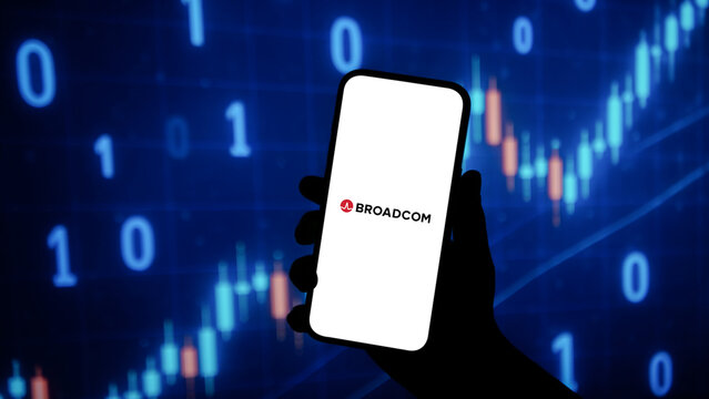 Broadcom logo displayed on a smartphone screen &ndash; Delhi, India &ndash; June 04, 2025