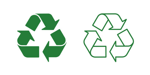 Green recycling symbol icons for eco friendly practices and sustainability efforts online