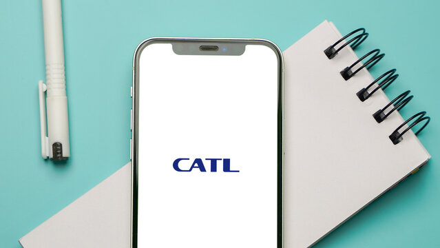 CATL logo displayed on a smartphone screen &ndash; Delhi, India &ndash; June 04, 2025