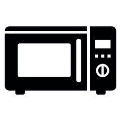 Obraz premium Black and white microwave oven kitchen appliance flat black and white simple cooking