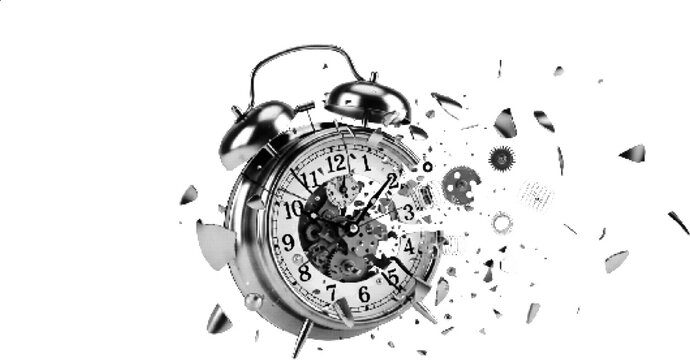 Exploding Clock Time Pressure Halftone Texture Illustration