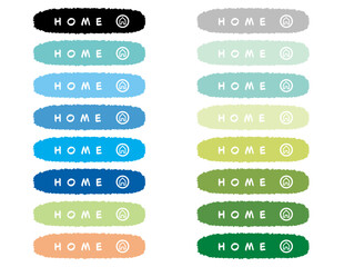 CTAボタン セット6 筆タッチ 夏色 カラフル / Call To Action Buttons / Web design / Summer / HOME