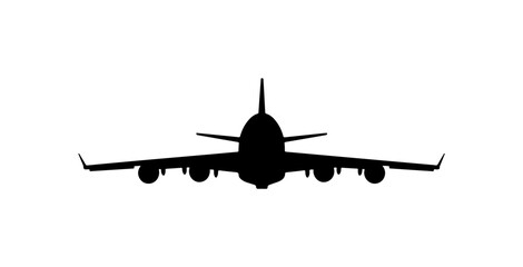 Black airplane silhouette vector, aircraft icon