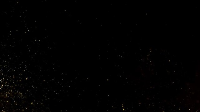 Golden Glittering Tunnel shiny gold particles falling stars. luxury glamorous awards ceremony background. glitter slow motion particles flying wind new year events. Festive sparkles, shimmering lights