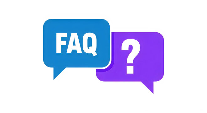 Faq dialogue bubbles with question mark icon isolated on transparent background