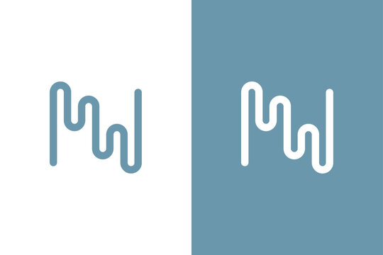 Modern lettermark N logo with flowing line resembling cable or audio equalizer waves. A minimalist monogram symbol expressing connectivity, sound, and digital technology.